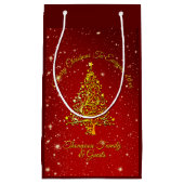 Frohe Weihnachten 20XX Red Gold Tree Stars Kleine Geschenktüte (Vorderseite)