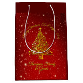 Frohe Weihnachten 20XX Red Gold Tree Stars Mittlere Geschenktüte (Vorderseite)