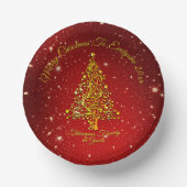 Frohe Weihnachten 20XX Red Gold Tree Stars Pappteller (Vorderseite)