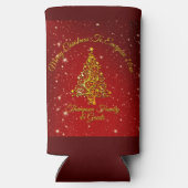 Frohe Weihnachten 20XX Red Gold Tree Stars Selters Dosenkühler (Rückseite)