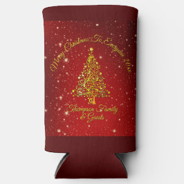 Frohe Weihnachten 20XX Red Gold Tree Stars Selters Dosenkühler