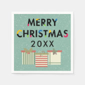 Frohe Weihnachten 20XX Template-Geschenkboxen Serviette (Vorderseite)