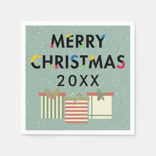 Frohe Weihnachten 20XX Template-Geschenkboxen Serviette (Vorderseite)