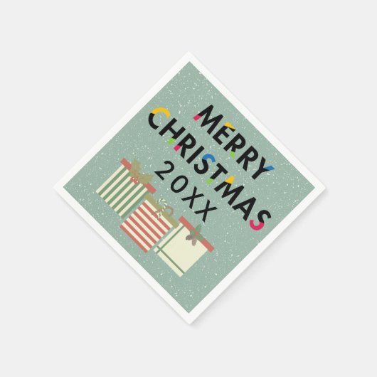 Frohe Weihnachten 20XX Template-Geschenkboxen Serviette (Ecke)