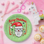 Frohe Weihnachten 20xx Weihnachtsmann mit Hut & Gl Pappteller (Party)