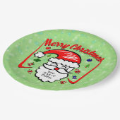 Frohe Weihnachten 20xx Weihnachtsmann mit Hut & Gl Pappteller (Schrägansicht)