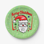 Frohe Weihnachten 20xx Weihnachtsmann mit Hut & Gl Pappteller (Vorderseite)
