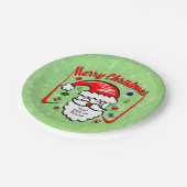 Frohe Weihnachten 20xx Weihnachtsmann mit Hut & Gl Pappteller (Schrägansicht)