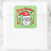 Frohe Weihnachten 20xx Weihnachtsmann mit Hut und  Quadratischer Aufkleber (Tasche)