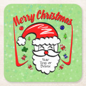 Frohe Weihnachten 20xx Weihnachtsmann mit Hut und  Rechteckiger Pappuntersetzer (Vorderseite)