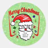 Frohe Weihnachten 20xx Weihnachtsmann mit Hut und Runder Aufkleber (Vorderseite)