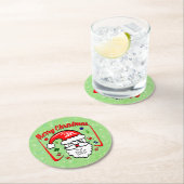 Frohe Weihnachten 20xx Weihnachtsmann mit Hut und  Runder Pappuntersetzer (Vor Ort)