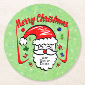 Frohe Weihnachten 20xx Weihnachtsmann mit Hut und  Runder Pappuntersetzer (Vorderseite)