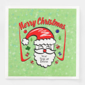 Frohe Weihnachten 20xx Weihnachtsmann mit Hut und  Serviette (Vorderseite)