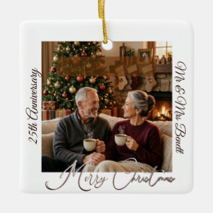 Frohe Weihnachten 25. Hochzeitstag Erinnerungsstüc Keramikornament