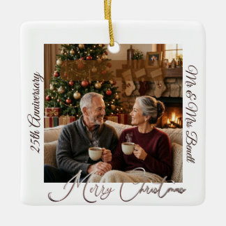 Frohe Weihnachten 25. Hochzeitstag Erinnerungsstüc Keramikornament