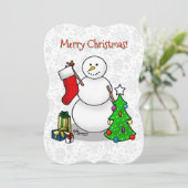 Frohe Weihnachten 2 Bäume Strumpf Snowman (Stehend Vorderseite)