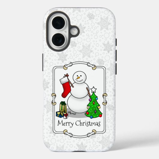 Frohe Weihnachten 2 Bäume Strumpf Snowman Case-Mate iPhone Hülle (Rückseite)