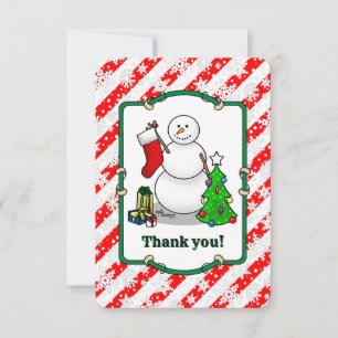 Frohe Weihnachten 2 Bäume Strumpf Snowman Dankeskarte