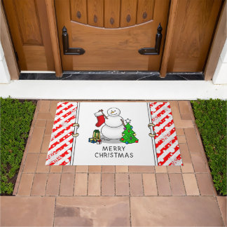 Frohe Weihnachten 2 Bäume Strumpf Snowman Fußmatte