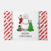 Frohe Weihnachten 2 Bäume Strumpf Snowman Fußmatte (Vorderseite)