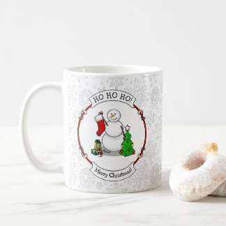Frohe Weihnachten 2 Bäume Strumpf Snowman Kaffeetasse