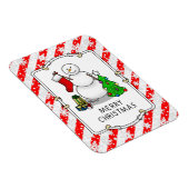 Frohe Weihnachten 2 Bäume Strumpf Snowman Magnet (Rechte Seite)