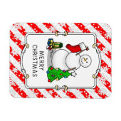 Frohe Weihnachten 2 Bäume Strumpf Snowman Magnet (Horizontal)