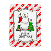 Frohe Weihnachten 2 Bäume Strumpf Snowman Magnet (Vertikal)