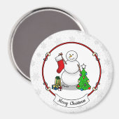 Frohe Weihnachten 2 Bäume Strumpf Snowman Magnet (Vorderseite/Rückseite)