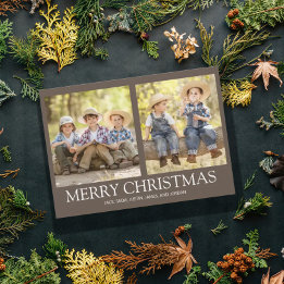 Frohe Weihnachten 2 Familienfoto Rustikales Braun 