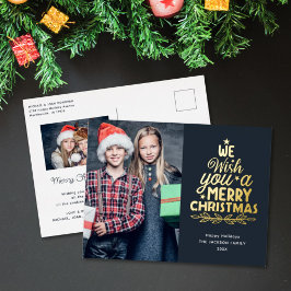 Frohe Weihnachten 2 Foto Gold Foil Holiday Postkar Folien Feiertagspostkarte