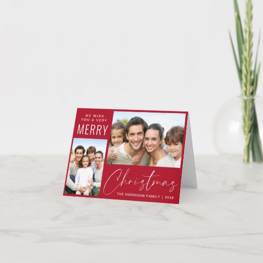 Frohe Weihnachten 2 Foto Script Red (Vorderseite)