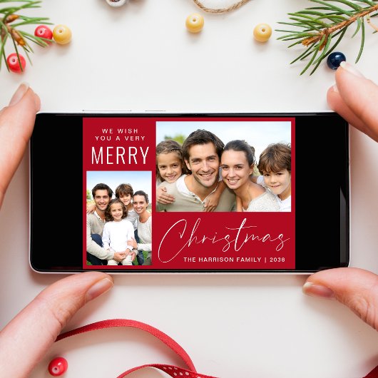 Frohe Weihnachten 2 Foto Script Red