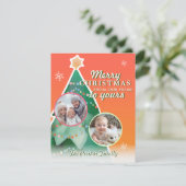 Frohe Weihnachten! 2 Foto, Weihnachtsbaum Feiertagskarte (Stehend Vorderseite)