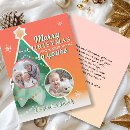 Frohe Weihnachten! 2 Foto, Weihnachtsbaum Feiertagskarte