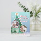 Frohe Weihnachten! 2 Foto, Weihnachtsbaum Feiertagskarte (Stehend Vorderseite)