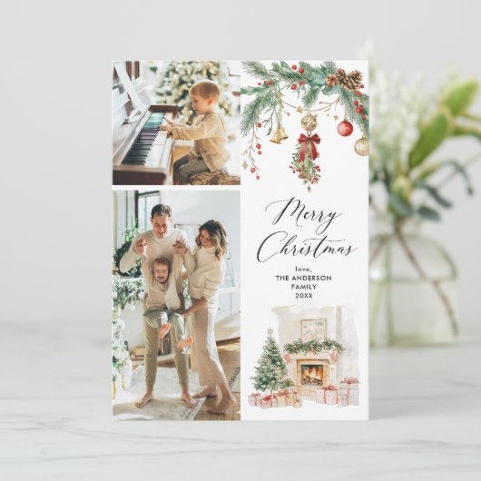 Frohe Weihnachten 2 Foto Winterlandschaft & Grüne (Stehend Vorderseite)