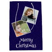 Frohe Weihnachten 2 Fotos und Sterne Mittlere Geschenktüte (Vorderseite)