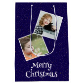 Frohe Weihnachten 2 Fotos und Sterne Mittlere Geschenktüte (Rückseite)