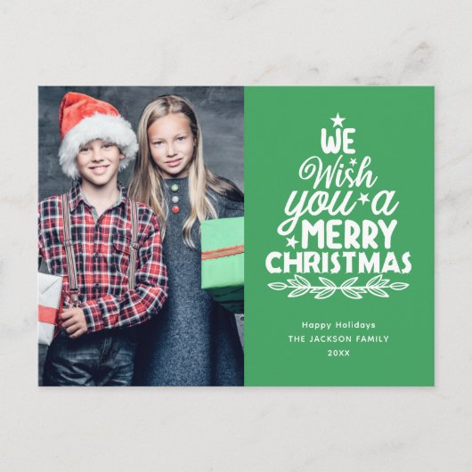 Frohe Weihnachten 2 Fotos Urlaub Postkarte (Vorderseite)