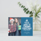 Frohe Weihnachten 2 Fotos Urlaub Postkarte (Stehend Vorderseite)