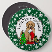 Frohe Weihnachten 2 Goldendoodle (goldrot) Niedlic Button (Vorne & Hinten)