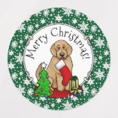 Frohe Weihnachten 2 Goldendoodle (goldrot) Niedlic Etiketten (Design 1)