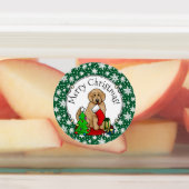 Frohe Weihnachten 2 Goldendoodle (goldrot) Niedlic Etiketten (Befestigt)