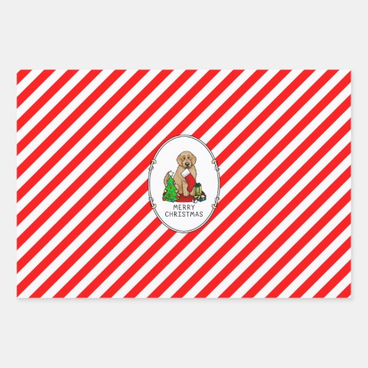 Frohe Weihnachten 2 Goldendoodle (goldrot) Niedlic Geschenkpapier Set (Vorderseite 2)