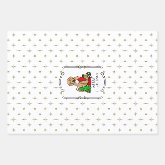 Frohe Weihnachten 2 Goldendoodle (goldrot) Niedlic Geschenkpapier Set (Vorderseite 3)