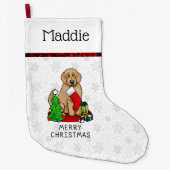 Frohe Weihnachten 2 Goldendoodle (goldrot) Niedlic Großer Weihnachtsstrumpf (Vorderseite)