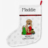 Frohe Weihnachten 2 Goldendoodle (goldrot) Niedlic Großer Weihnachtsstrumpf (Rückseite)