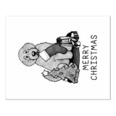 Frohe Weihnachten 2 Goldendoodle (goldrot) Niedlic Gummistempel (Prägung)